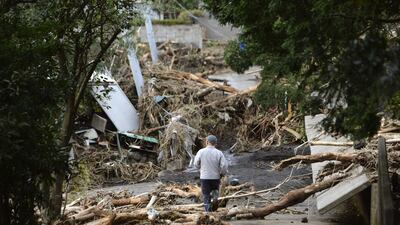 Houses collapsed following a landslide caused by Typhoon Wipha on Izu Oshima island, south of Tokyo. Kyodo/Reuters