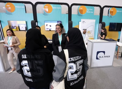 Visitors attend Ru'ya career fair, World Trade Centre, Dubai. Chris Whiteoak / The National