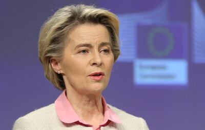 Ursula von der Leyen, European Commission President, speaks during a news conference after the Brexit trade deal was reached. Bloomberg.