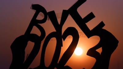 A view of the last sunset for the year 2023 on New Year's Eve, in Karachi, Pakistan. EPA