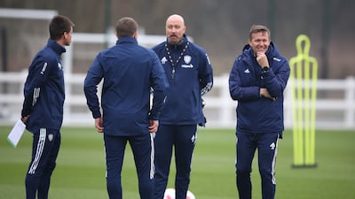 New Leeds United manager Jesse Marsch with his coaching staff. Getty