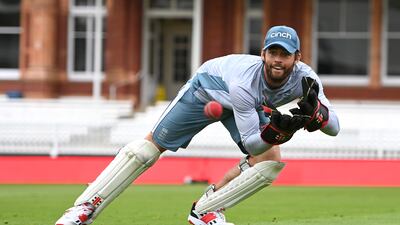 LONDON, ENGLAND - AUGUST 16: Ben Foakes of England catches during a nets session at Lords Cricket Ground on August 16, 2022 in London, England. (Photo by Gareth Copley / Getty Images)