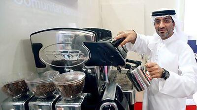 Jassim Albastaki offers some of his trademark products at the Gulfood trade exhibition in Dubai late last month. Satish Kumar / The National