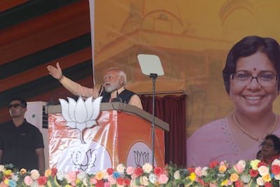 Indian Prime Minister Narendra Modi at an election campaign event near Kolkata on March 6. EPA