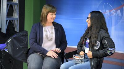Alia Al Mansoori is interviewed by NASA TV at Kennedy Space Center. Scott A Miller for The National