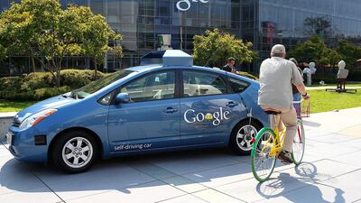 A Google driverless car at the company headquarters in Mountain View, California. Justin Sullivan / Getty Images / AFP