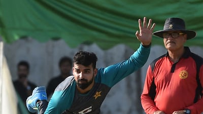 Pakistan spinner Shadab Khan trains in Lahore. West Indies will play three ODIs in Multan, starting from Wednesday. AFP