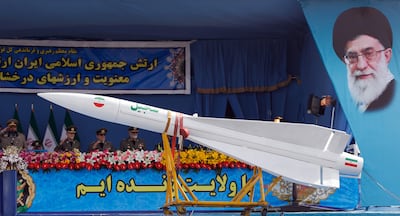 Iran's mid-range Sejil missile on show. EPA