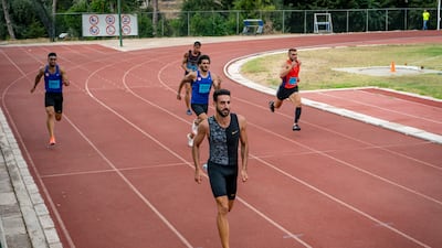 Nour Hadid breaks away from the field in a 200m race at Collège Notre Dame de Jamhour, Beirut.