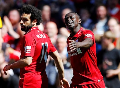 Sadio Mane, right, and Mohamed Salah, left, were joint-top scorers in the Premier League last season, alongside Arsenal's Pierre-Emerick Aubameyang. Reuters