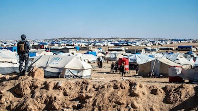 The Syrian Democratic Forces keep watch on Al Hol camp, the larger of two Kurdish-run displacement camps for relatives of ISIS extremists in Syria. AFP