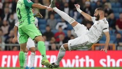Karim Benzema of Real Madrid attempts a bicycle kick. Getty