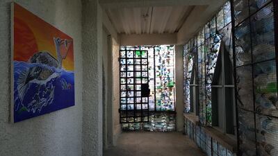 An interior view of a home crafted from plastic bottles. Courtesy Robert Bezeau