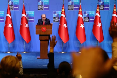 Turkish President Recep Tayyip Erdogan at the Nato leaders' summit in Ankara. Reuters