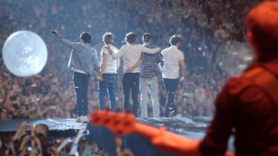 L-r, Zayn Malik, Niall Horan, Harry Styles, Liam Payne and Louis Tomlinson in Tri Star Pictures' "One Direction: This Is Us." (Courtesy: TriStar Pictures)