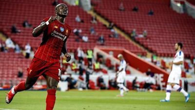 Liverpool's Sadio Mane celebrates his goal. EPA