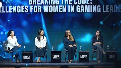 From left, Dapper Labs vice president of games Fan Shen; venture capitalist Boyoung Kim; Atari board member Jessica Tam; and Kabam co-founder Holly Liu at the Riyadh summit. Photo: Next World Forum