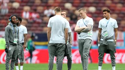 Jordan Pickford of England looks at the pitch prior to the 2018 FIFA World Cup Semi Final between England and Croatia at Luzhniki Stadium. Getty Images