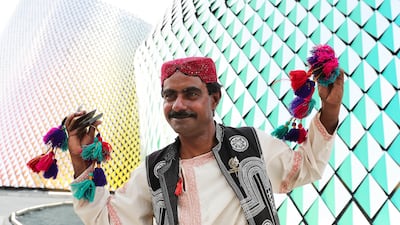 Gul Bahar, folk artist from Pakistan at the Pakistan pavilion at the EXPO 2020 site in Dubai. Pawan Singh / The National