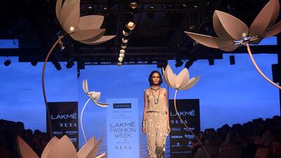 Payal Singhal looks to floral embroidery in her line. AFP