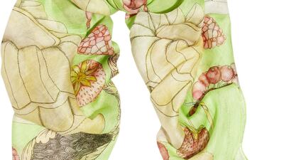 If she’s not wearing it around her neck, she can tie it on her bag (and think of you all the while). Scarf, Dh1,835, Swash at Net-A-Porter. Courtesy: Net-a-Porter