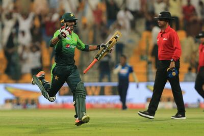 Pakistan's Hassan Ali (L) during the second Twenty20 series cricket match Pakistan vs Sri Lanka at Sheikh Zayed Stadium in Abu Dhabi. Nezar Balout/ AFP Photo