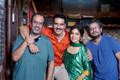'Raksha Bandhan' director Anand L Rai, stars Akshay Kumar and Bhumi Pednekar, and co-writer Himanshu Sharma. Photo: Zee Studios