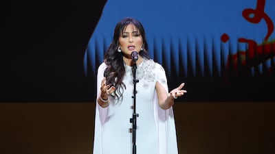 Tunisian singer Latifa performs at the Arab Reading Challenge winners' ceremony