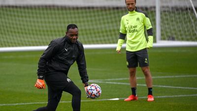 Marseille goalkeeper Steve Mandanda during training. AFP