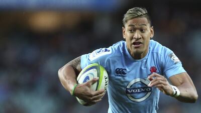 Wallabies star Israel Folau shown during a Super Rugby match with New South Wales Waratahs. Folau hasn't committed to playing union domestically in Australia beyond the 2015 World Cup. Rob Griffith / AP / July 6, 2014