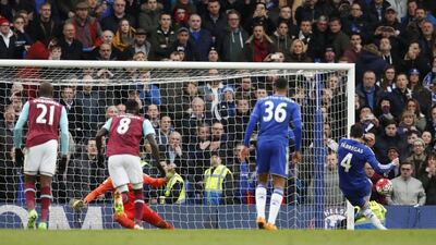 Cesc Fabregas scores the second goal for Chelsea from the penalty spot. Action Images via Reuters / John Sibley