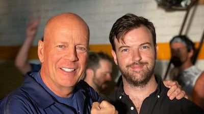 Bruce Willis and Edward Drake on the set of Breach (2020). All photos: Edward Drake