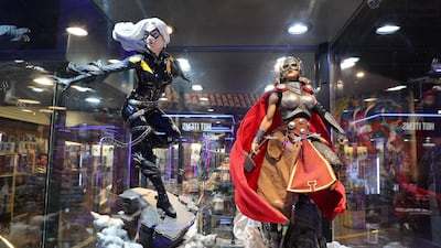 Black Cat, left, and Thor Jane Foster figures. Chris Whiteoak / The National