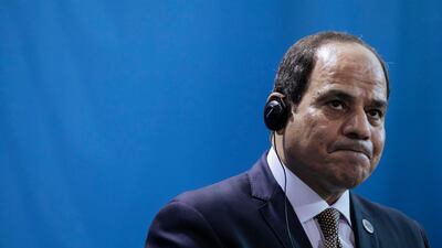 Egyptian President Abdel Fattah Al Sisi delivers a speech during a press conference at the Chancellery in Berlin, Germany, 30 October 2018. Reuters