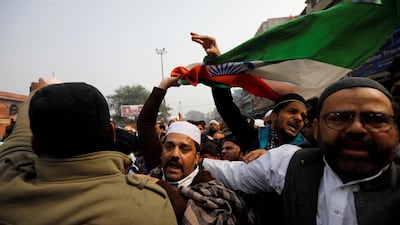 Demonstrators attend a protest against a new citizenship law, before offering Friday prayers at Jama Masjid in the old quarters of Delhi, India, December 20, 2019. Reuters
