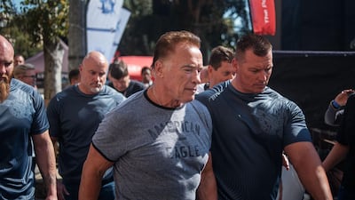 Arnold Schwarzenegger is seen at the Arnold Classic Africa, a multi-sport festival held at the Sandton Convention Centre on May 18, 2019 in Johannesburg, South Africa. / AFP / Michele Spatari