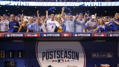 Kansas City Royals fans let relief pitcher Luke Gregerson of the Oakland Athletics hear it in the dugout after Oakland lost 9-8 in 12 innings to the Royals in their AL wild-card play-off on Sept. 30, 2014, in Kansas City, Mo. Jeff Roberson / AP Photo