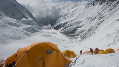 The view from Camp 3 showing Camp 2 below right. Courtesy UAE Armed Forces