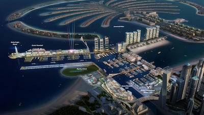A Rendering of Dubai Harbour, which is to be nestled between the Palm Jumeirah and Jumeirah Beach Residences. Wam