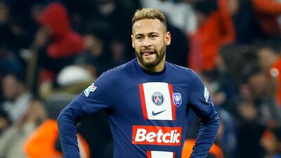 PSG's Neymar reacts. Reuters
