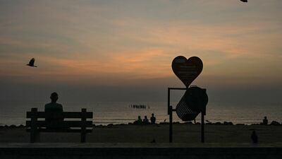 Waiting for sunrise over the Bay of Bengal in Puducherry, India. AFP