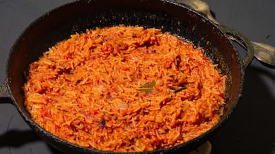 Jollof rice in Nigerian dish of rice, tomatoes and spices. Getty Images