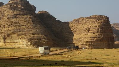 A convoy carries participants of the 41st Gulf Cooperation Council in Al Ula, Saudi Arabia. AP