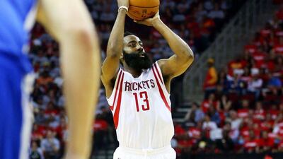 James Harden of the Houston Rockets has averaged 27.7 points per game in the Western Conference finals. Ronald Martinez / Getty Images / AFP / May 23, 2015