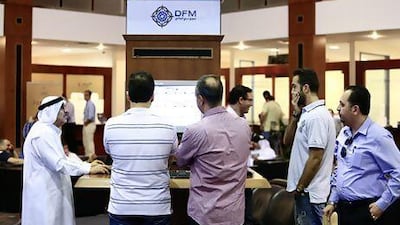 The Dubai Financial Market General Index jumped 8.5 per cent, the most since December 14 2009, to close at 2,522.15 yesterday. Sarah Dea / The National