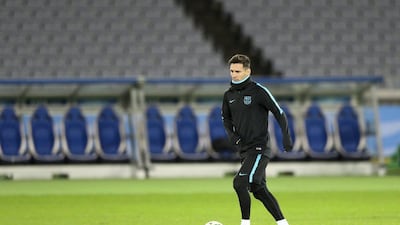 Barcelona's Lionel Messi attends training on Saturday ahead of the Club World Cup final. Kimimasa Mayama / EPA / December 19, 2015