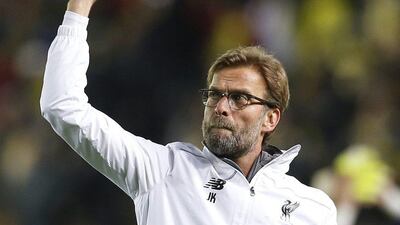 Liverpool manager Jurgen Klopp shown after his side's 1-0 loss to Villarreal in the Europa League semi-final first leg on Thursday night. Albert Gea / Reuters / April 28, 2016