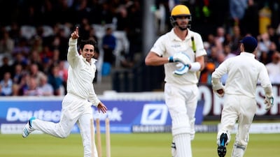 Saeed Ajmal of MCC celebrates dismissing Kevin Pietersen of Rest of the World XI on Saturday in the Lord's Bicentenary match. Ajmal took four wickets for 45 runs. Ben Hoskins / Getty Images