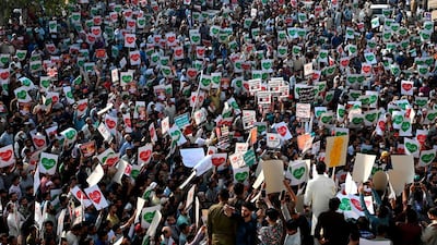 Protesters take part in an anti-France demonstration in Lahore, Pakistan. AFP