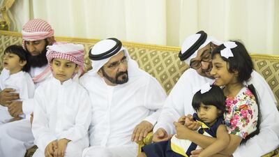 Sheikh Mohammed bin Zayed, Crown Prince of Abu Dhabi and Deputy Supreme Commander of the UAE Armed Forces and Sheikh Mohammed bin Rashid offer condolences to the family of Ali Al Shehhi who passed away while serving the UAE Armed Forces in Yemen. Mohamed Al Suwaidi / Crown Prince Court - Abu Dhabi